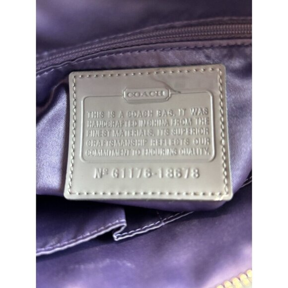 Coach Grey Liquid Gloss Poppy Handbag Quilted Convertible - Picture 7 of 10